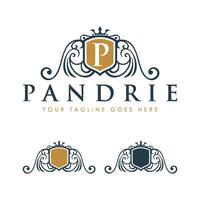 Ornamental Crest Shield Frame Initial Logo Template Illustration Design. EPS 10. vector