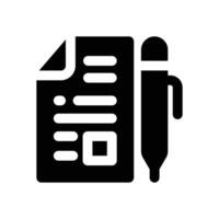 document signature glyph icon. Strong and solid icon for websites, mobile interfaces, presentations, and visual branding. High quality and easy to edit. vector