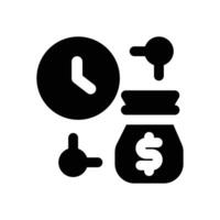 time is money glyph icon. Strong and solid icon for websites, mobile interfaces, presentations, and visual branding. High quality and easy to edit. vector