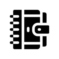 notebook glyph icon. Strong and solid icon for websites, mobile interfaces, presentations, and visual branding. High quality and easy to edit. vector