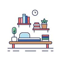 Elegant Contemporary Bedroom with Floating Shelf Design vector