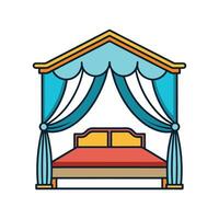 Chic Bedroom with Canopy Bed and Drapes vector