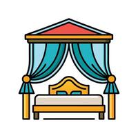 Stylish Bedroom with Elegant Canopy Bed vector