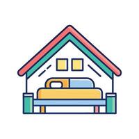 Charming Bedroom with Cozy Sloped Ceiling vector