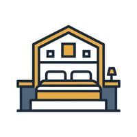 Modern Bedroom Showcasing Dark Grey and Gold Accents vector
