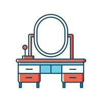 Elegant Bedroom Featuring Dressing Table and Mirror vector