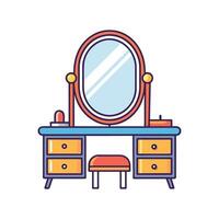 Modern Bedroom with Dressing Table and Stylish Mirror vector