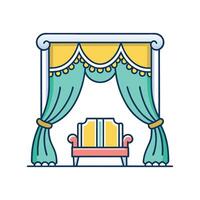 Modern Bedroom Featuring Elegant Lace Curtains vector
