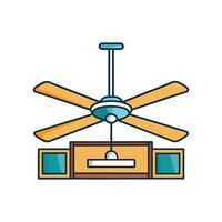 Stylish Minimalist Ceiling Fan in Bedroom vector