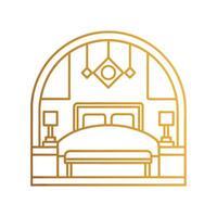 Elegant Bedroom Design with Minimalist Gold Accents vector