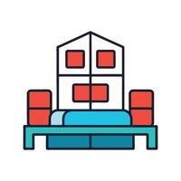 Elegant Bedroom with Floating Modular Storage Units vector