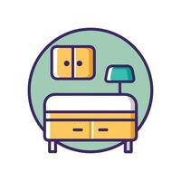 Modern Bedroom Featuring Floating Bedside Table vector