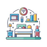 Stylish Bedroom with HighTech Smart Features vector