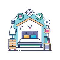 Chic Bedroom with Innovative Smart Features vector