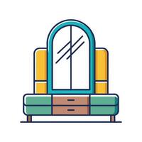 Elegant Bedroom with Large FloortoCeiling Mirror icon vector