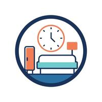 Stylish Bedroom with Large Wall Clock Design vector