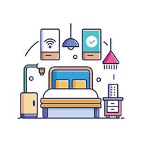Stylish Bedroom with Smart Ambient Lighting vector