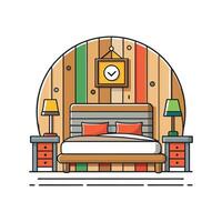 Elegant Bedroom with Rustic Reclaimed Wood Features vector