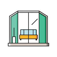 Modern Bedroom Featuring Sleek Glass Partition vector