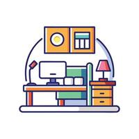 Stylish Bedroom Featuring Small Cozy Workstation vector