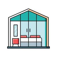 Elegant Bedroom Featuring Sleek Glass Partitions vector