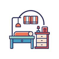 Elegant Bedroom with Cozy Study Desk Area vector