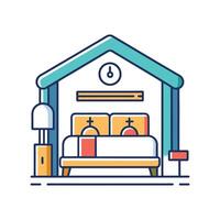 Elegant Bedroom Featuring Smart Adjustable Thermostat vector