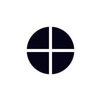 Geometric circle design with clean black and white shape in simple symmetrical style vector