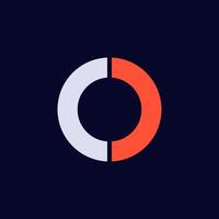Minimalist yin yang design featuring half gray and half orange circle with distinct divider vector