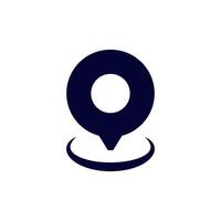 Minimal black pin icon concept with circular center and pointed tail design vector
