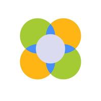 Overlapping colorful circle design with vibrant orange, green, and blue elements vector