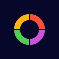 Vibrant circular design with four distinct color segments in a simple graphic pattern vector