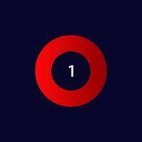 Red and black circular design with number one in the center for graphic and digital art projects vector