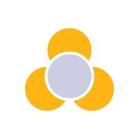 Minimalistic design of triple yellow petals with central grey circle symbol vector