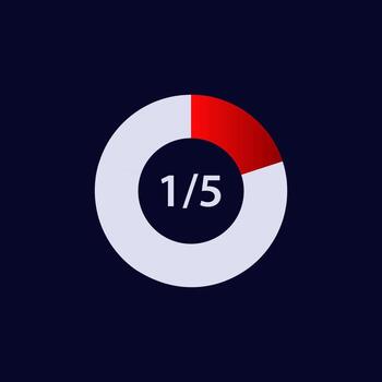 Progreso circulo con fracción desplegado en minimalista diseño para visual representación vector