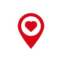 Heart shaped map pin symbol in red color vector