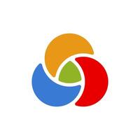 Symmetrical logo design featuring red blue orange circles with green center vector