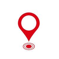 Red location icon with circular rings for navigation and map applications vector