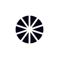 A black and white circle with triangles on a white background vector
