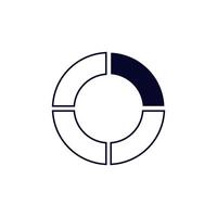 Circular shape divided into four parts with one section highlighted boldly in black vector