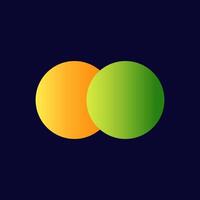 Overlapping yellow and green circles creating a venn diagram vector
