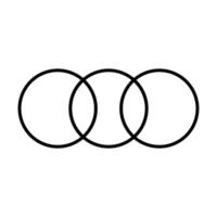 Three interlocking circles symbolizing unity continuity and connection in minimalist black design vector