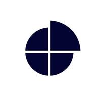 Circular geometric symbol with four equal-sized quadrants in minimal black and white design vector