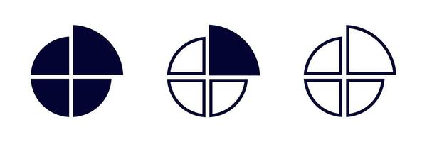 Three dark circular shapes represent different geometric designs in a minimalist art style vector