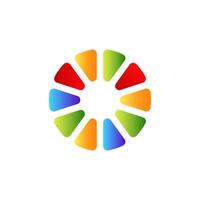 Colorful circular design with gradient segments in a vibrant wheel shape displaying harmony vector