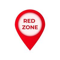 Red zone location marker with bold text in circular design vector