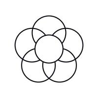 Simple geometric flower design with intersecting circles in symmetrical pattern vector
