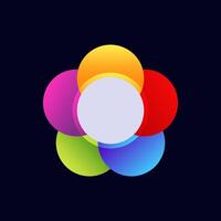 Vibrant circular color wheel design featuring mulitcolored overlapping disks vector