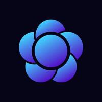 Modern abstract blue circular logo with gradient design elements and smooth lines vector