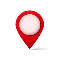 Red location pin icon with shadow for maps and navigation on a white space vector